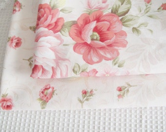 Pink Rose Fabric, Pink Floral Fabric, Rose Cotton, Japanese Fabric, Rose Cotton Fabric- 1/2 yard 18"X63"