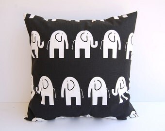 Decorative throw pillow cover mod elephant pillow Ele in black