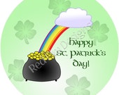 St. Patrick's Day Pot of Gold Rainbow Stickers - Sheet of 20 - 2" round Il_170x135