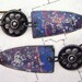 Blue Skies Above the Ebbing Red Tide recycled tin earrings by Anvil Artifacts