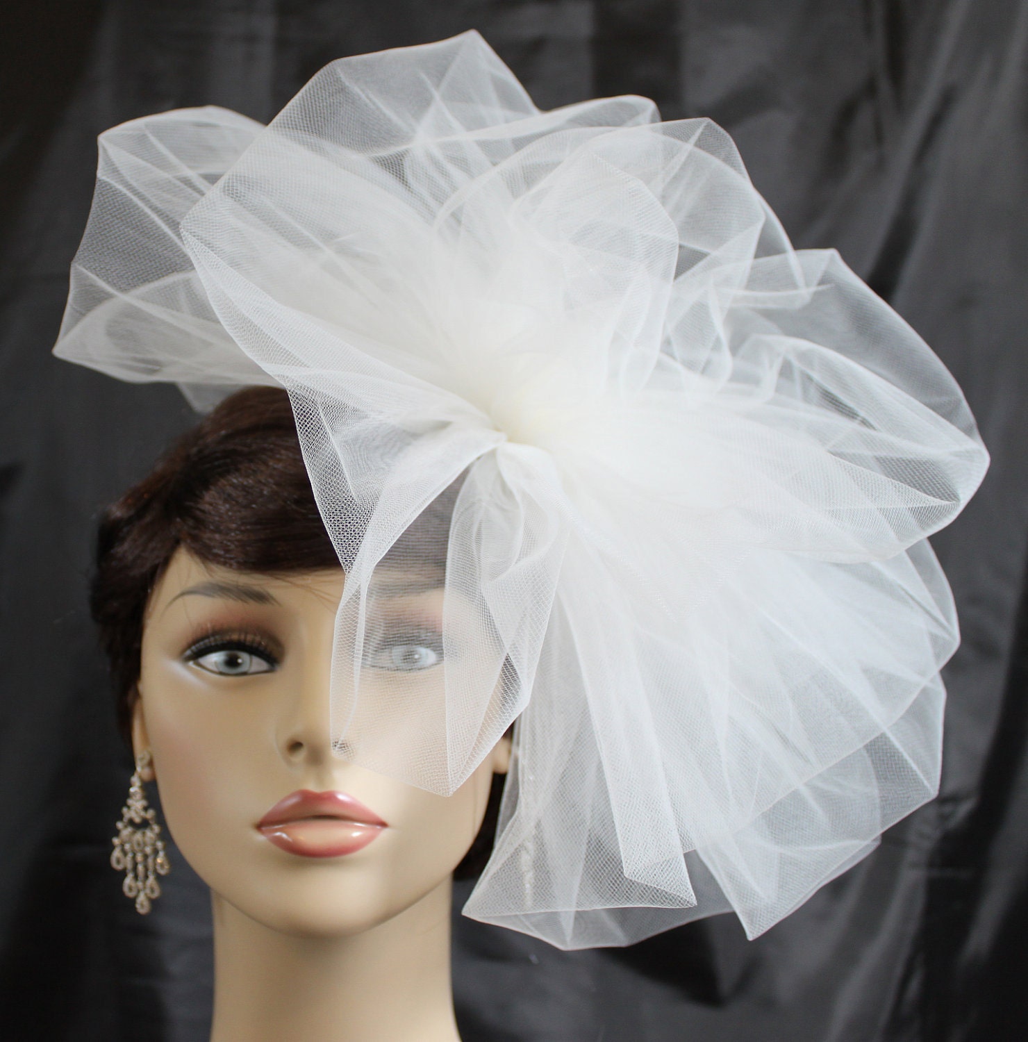 Bridal Veil Handmade White Tulle Bridal Headpiece Hemera