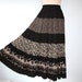 Vintage Bohemian Black White Tiered Full Circle Maxi Skirt Cowgirl Western Skirt Size Small