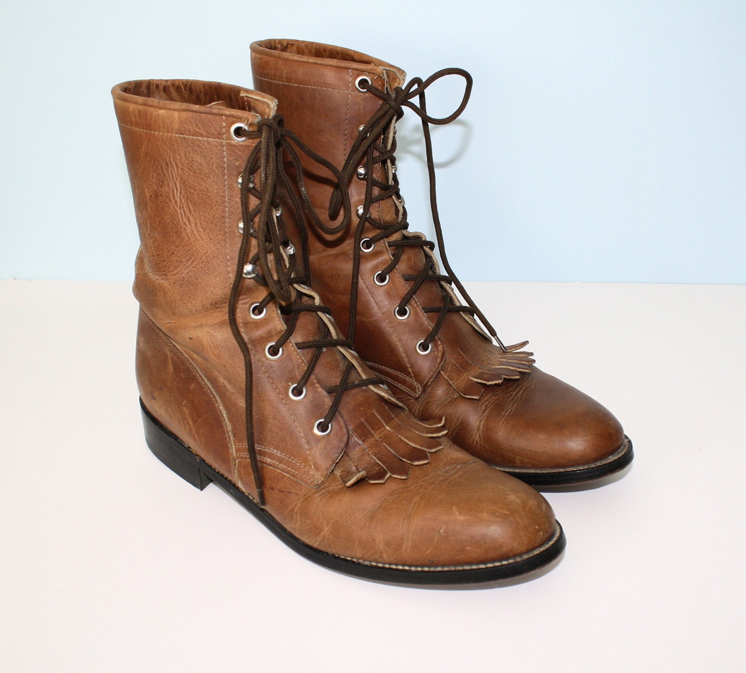 Justin Boots // Vintage Brown Leather Lace Up Justin Roper