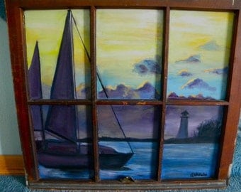 30x40" original oil painting sailboat