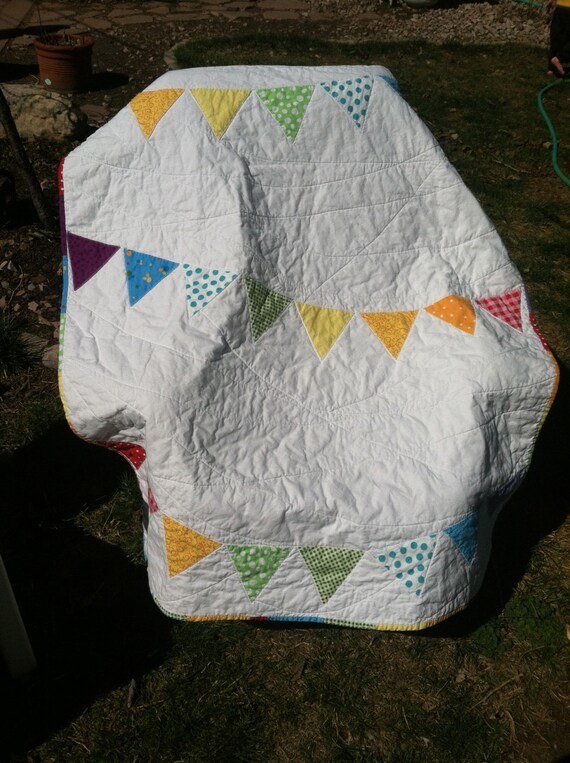 Rainbow Bunting Baby Quilt