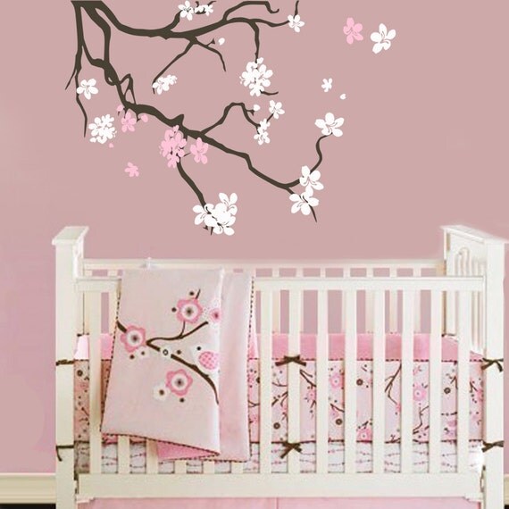 Vinyl Wall Decal Cherry Blossom Branch Nursery by missymoovinyl