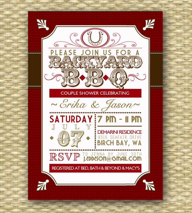 Backyard Bbq Wedding Invitations 1