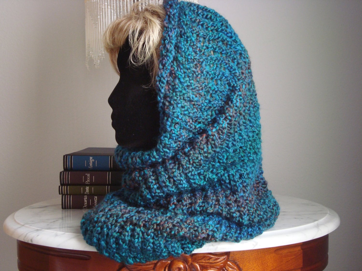 Loom Knitted Hooded Cowl by 3BlueDogsAndMe on Etsy