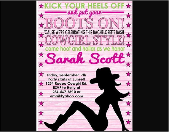 Cowgirl Bachelorette Party Invitations 5