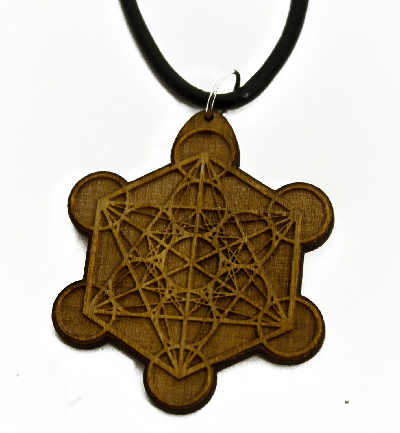 Metatron's Cube Sacred Geometry Wooden Pendant by focusfactory