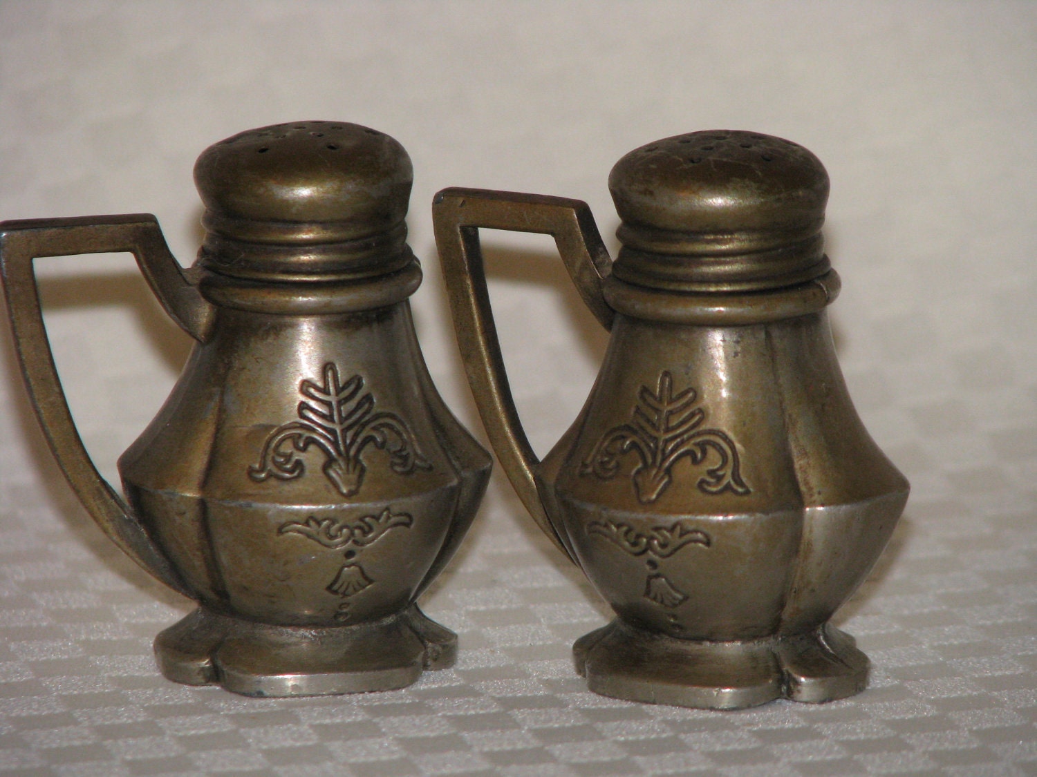 Vintage Pewter Salt and Pepper Shakers