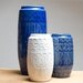 Set of 3 vases by Scheurich (264-18, 264-30) in white and blue
