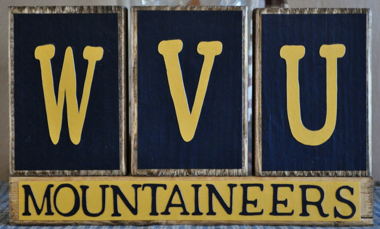WVU Mountaineers Wood Sign