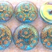 Czech Glass Buttons 6 pcs BLUE AB 27mm IVA 218