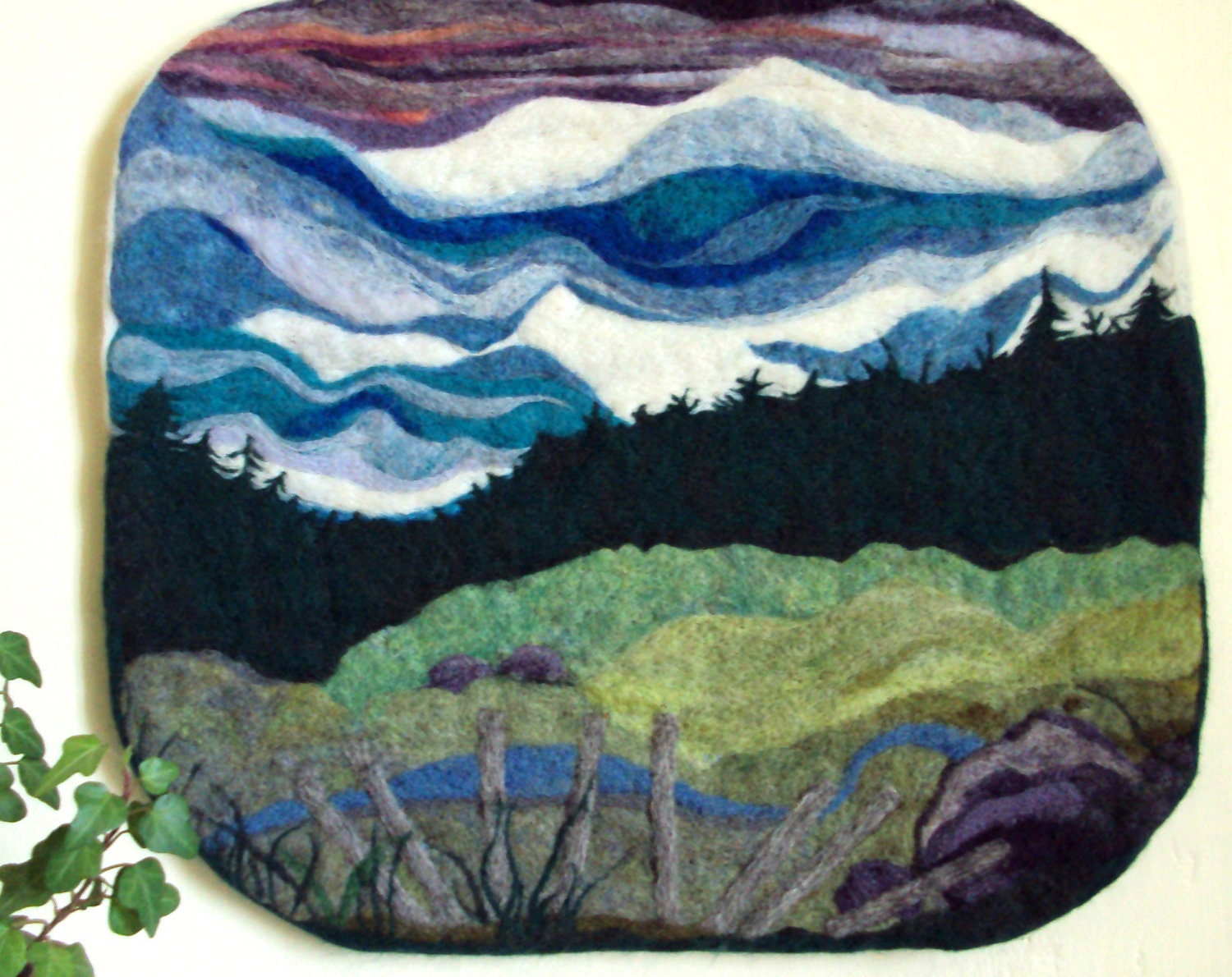 Felt wall hanging original wool artwork needle felted