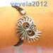 owl Bracelet ------ Pretty antique retro silver Hollow out owl with circle Bracelet,brown leather Bracelet,Knitting leather bracelet