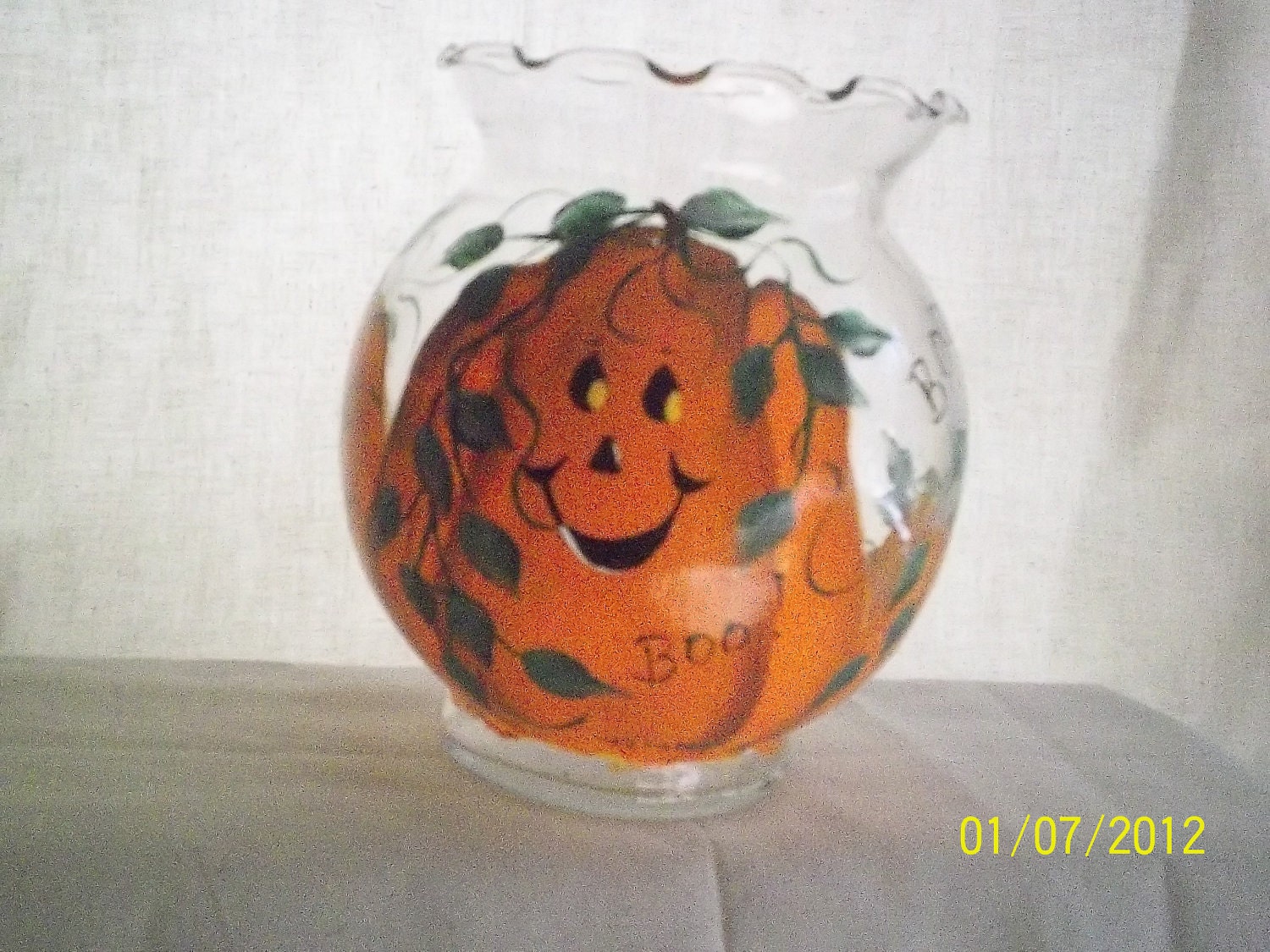 Painted Halloween glass candy holder or by Handpaintedbytammy