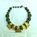 VINTAGE 70s Etruscan - Aztec Ethnic Style Choker - Agate and Gold
