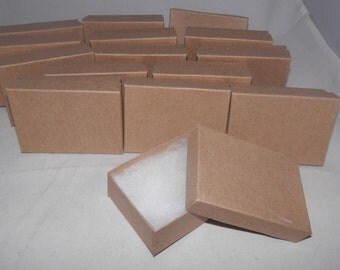 100 Kraft Presentation Cotton Filled Retail Jewelry Boxes 3.25"x2.25"x1"
