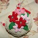 Victorian Style Ornament Crocheted Flower and Bead Ball in Red and Pinks