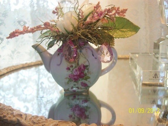 little shabby chic rose teapot floral arrangement little shabby chic rose teapot floral arrangement