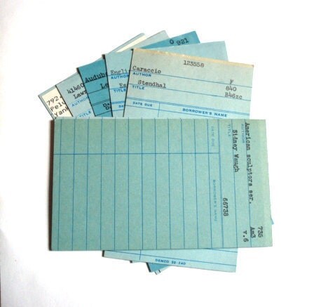 Vintage Library Check Out Cards in Blue Lot of 15 LAST SET