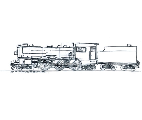 Steam Locomotive Steam Train Engine Print of by ULTRASONICBOOM