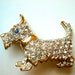 Vintage rhinestone scotty brooch gold and crystal dog pin
