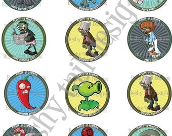 Plants vs Zombies Birthday Cupcake Toppers Customized