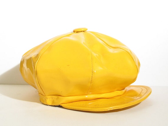 VINTAGE Taxi Cab Yellow Newsboy Cap / Derby Hat / Page Boy Hat