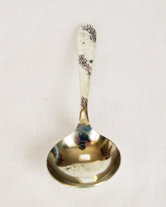Vintage Angora Silver Plate CO Ltd EPNS Floral Spoon Made in