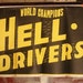 vintage 1940's large poster hell drivers world champ stunt car sign
