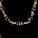 Beaded Necklace - Zebra striped Mother of Pearl and Pink Rose Quartz