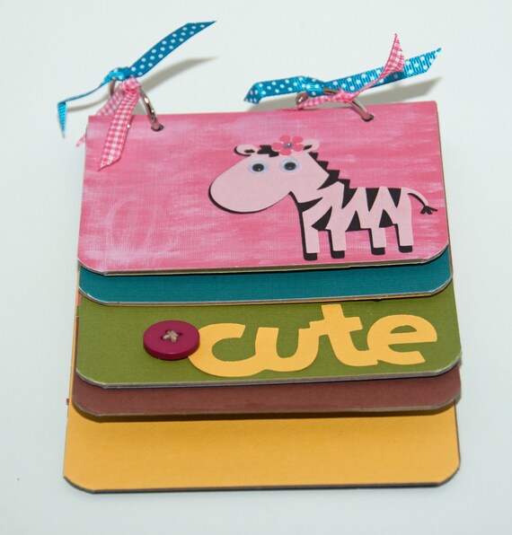 Items similar to Zebra Mini Chipboard Photo Album 10 pages cardstock