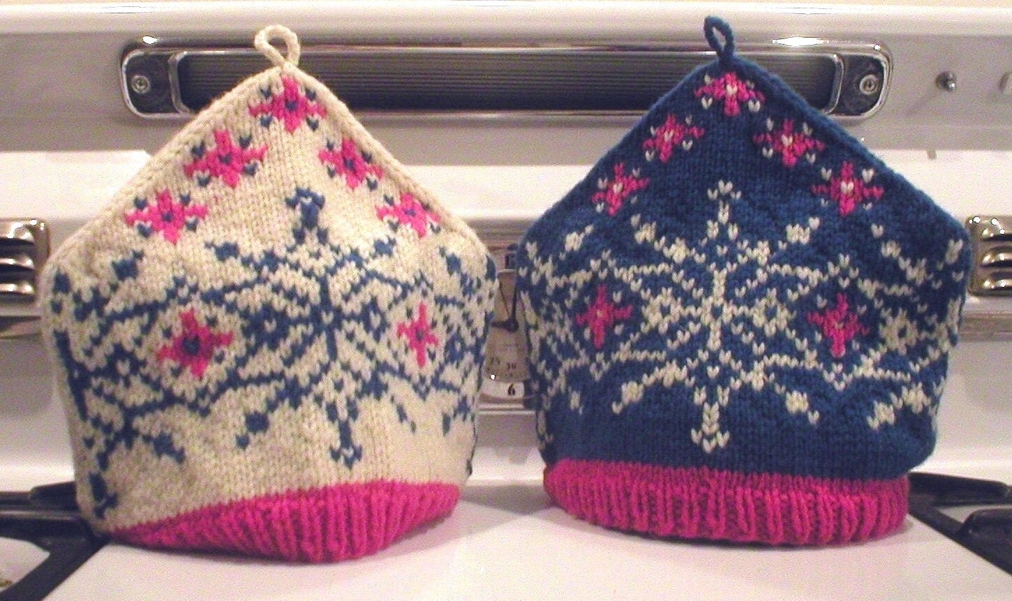 Knitting Pattern Snowflake Tea Cozy, knit Fair Isle tea cozy pattern, Natural...