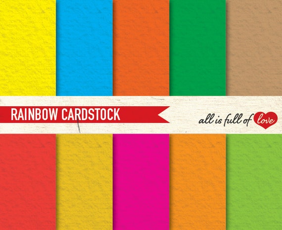 Digital Scrapbooking RAINBOW Paper Pack CARDSTOCK Printable