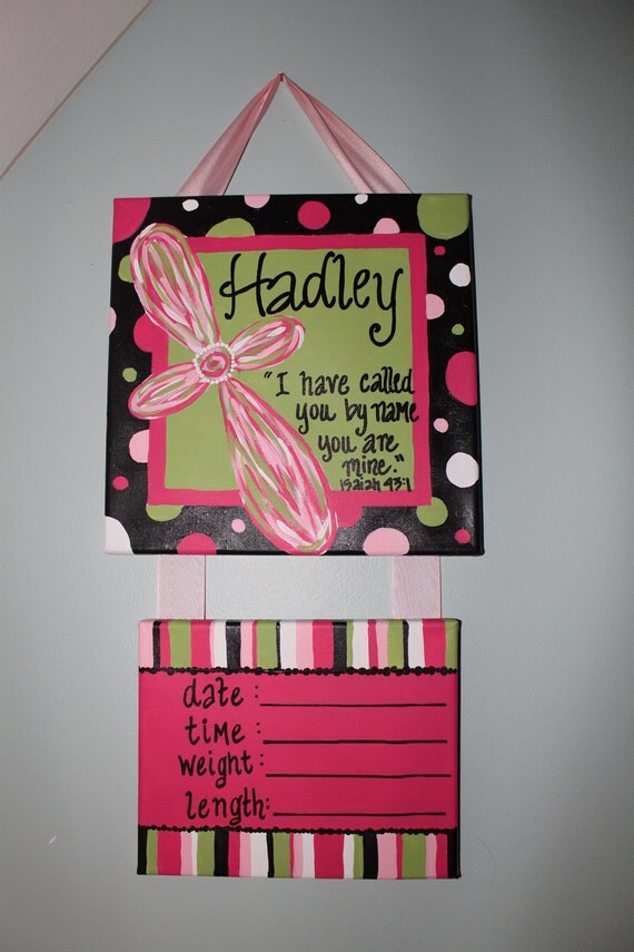 Items similar to Custom Hospital Door Hanger. Scripture Cross and Coordinate with Nursery Colors