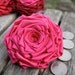 Hot Pink Satin and Grosgrain Ribbon Rose Pin/ Hair Clip