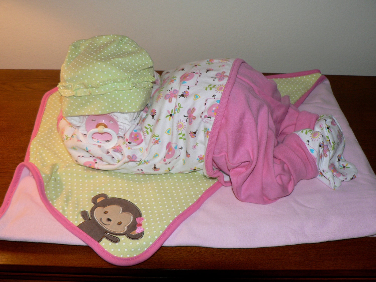 Spring Girl Sleeping Baby Diaper Cake