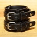 Handmade Wide Black Leather look Cuff Bracelet Buckle Style