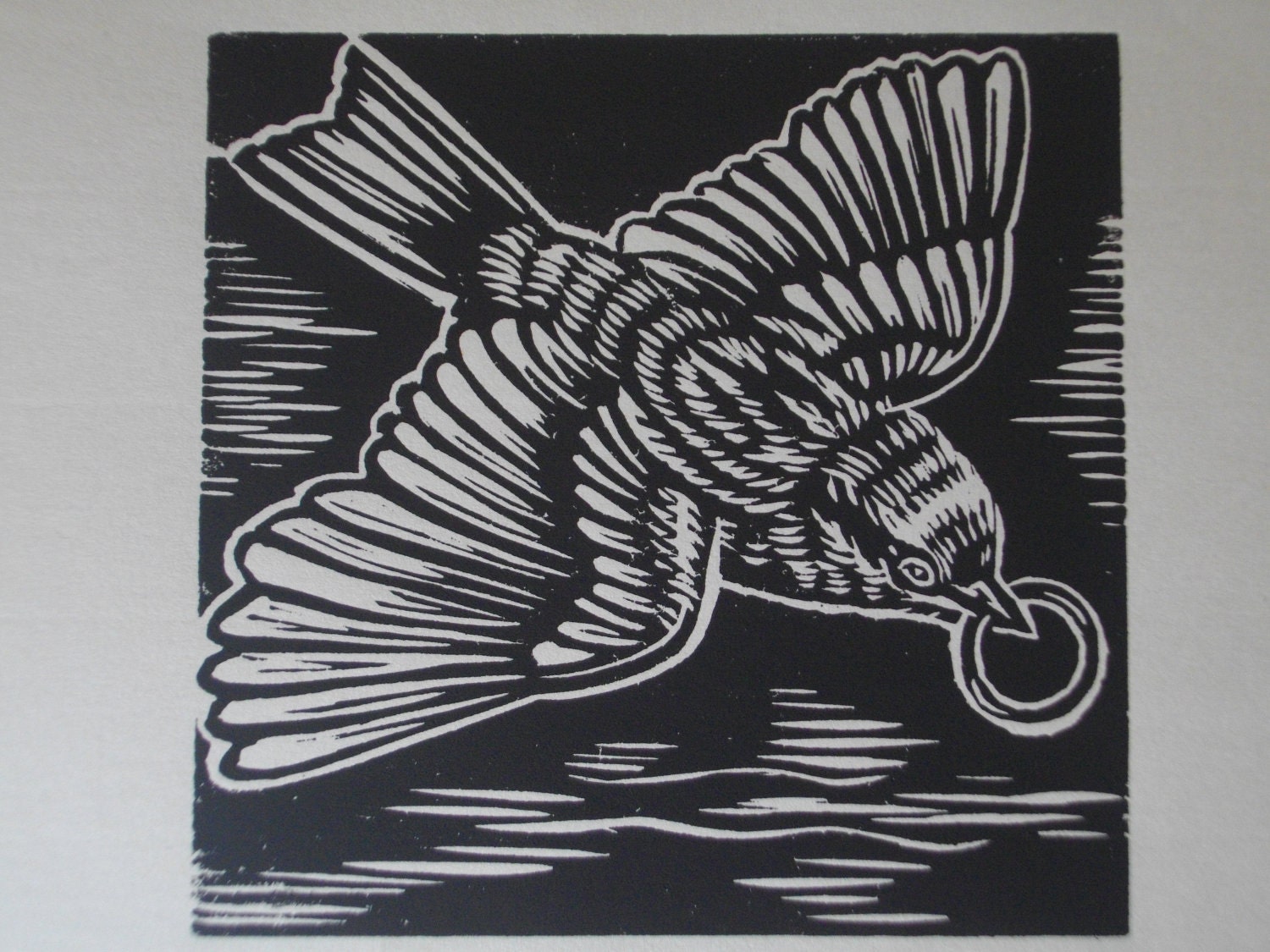 Items similar to BIRD WOODBLOCK PRINT Original handprinted block