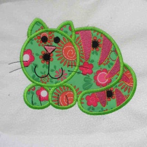 CRAZY CAT Applique and Embroidered Quilt Block by Amy