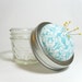 Sky Blue Pincushion Jar, Light Blue and White Small Storage Pincushion