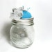 Felt Flowers Pincushion Jar, Gray and Blue Unique Pincushion