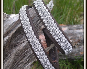 Double Wrap Lapland Sami Bracelet, Reindeer leather