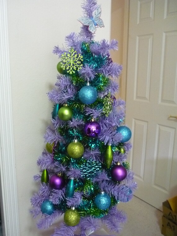 Items similar to Lovely Lavender Three Foot Tree With Peacock Colors on ...