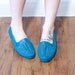Vintage Southwestern Blue Leather Comfy Mocassin Slip On Flats: Size 7