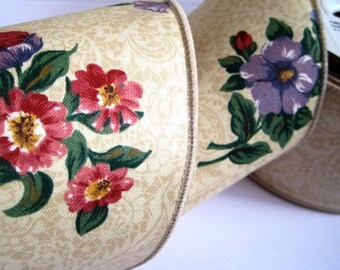 Chantilly Floral Thick Cotton Ribbon Trim, Multi Color, 2 1/2" inch wide, 1 yard, For Victorian & Romantic Crafts