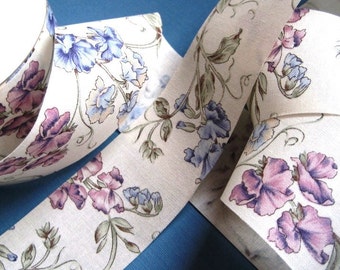 Whimsical Floral Cotton Ribbon Trim, Multi Color, 1 7/8" inch wide, 1 yard, For Home Decor, Accessories, Victorian & Romantic Crafts