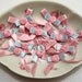 Satin Ribbon Bows With Roses, Shabby Pink / Blue, x 12, Embellishment For Scrapbooks, Cards, Party Favors, Dolls, Costumes, Accessories
